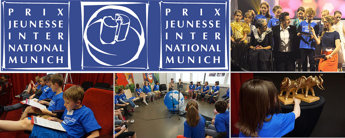 Impressionen der Kinderjury und Logo Prix Jeunesse Filmfestivals 